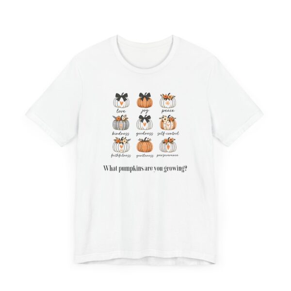 Pumpkin Themed 9 Fruits of the Holy Spirit Unisex Short Sleeve Tee - Image 2