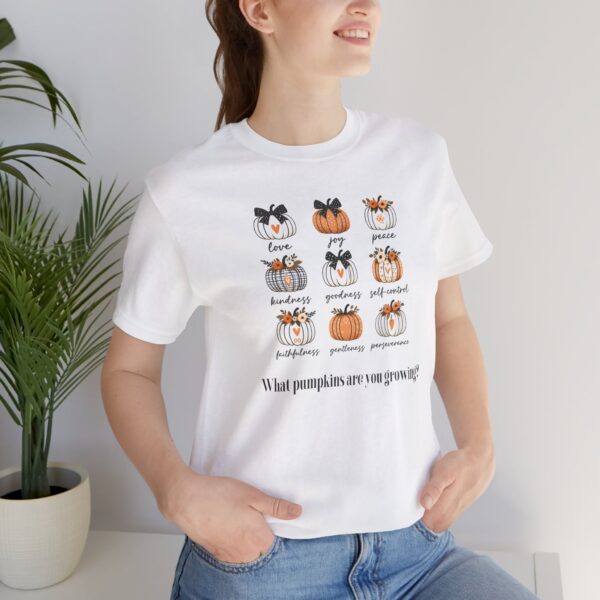 Pumpkin Themed 9 Fruits of the Holy Spirit Unisex Short Sleeve Tee - Image 4